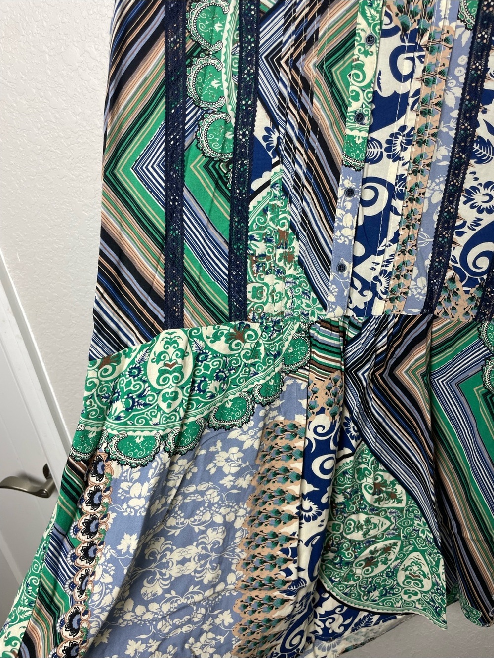 Tiny / Anthropologie Caviana Green Paisley Button-Front Drop Waist Dress Size M - Picture 8 of 13